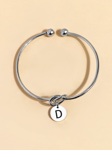 1pc Letter Charm Cuff Bangle