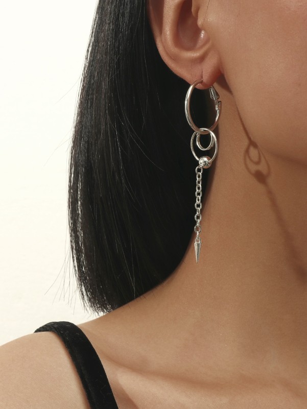 Cone Decor Long Chain Drop Earrings