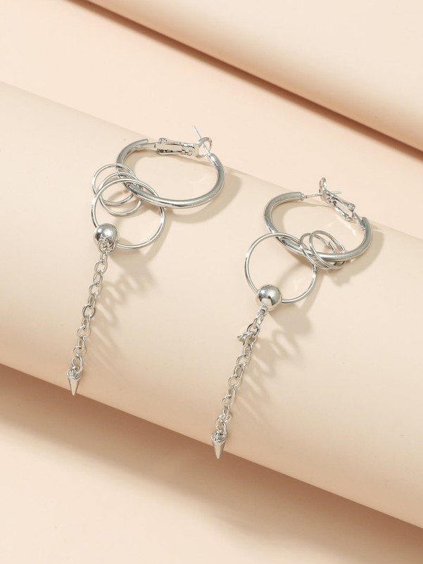 Cone Decor Long Chain Drop Earrings