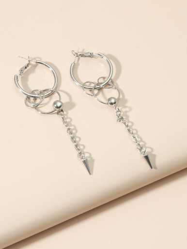 Cone Decor Long Chain Drop Earrings