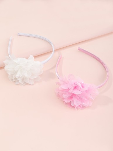 2pcs Toddler Girls Flower Decor Hair Hoop