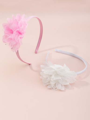 2pcs Toddler Girls Flower Decor Hair Hoop