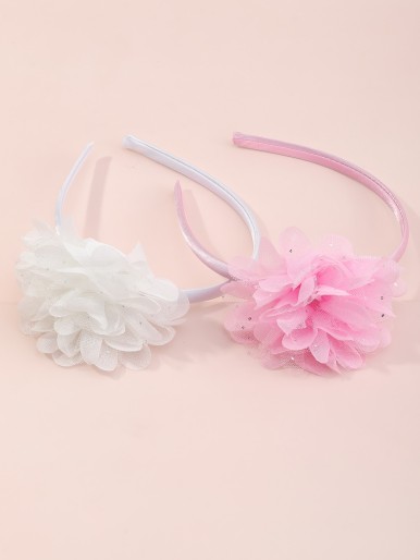 2pcs Toddler Girls Flower Decor Hair Hoop