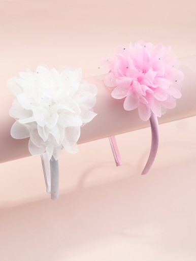 2pcs Toddler Girls Flower Decor Hair Hoop