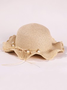 Toddler Girls Faux Pearl Decor Sun Hat