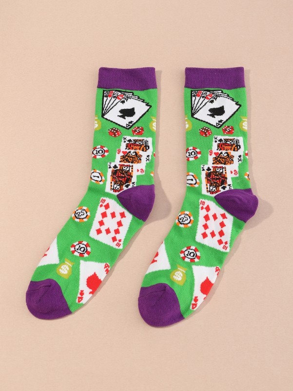 Men Card Print Socks