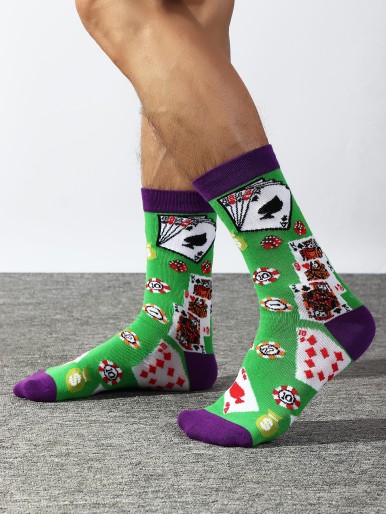 Men Card Print Socks