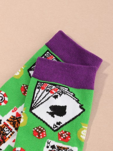 Men Card Print Socks