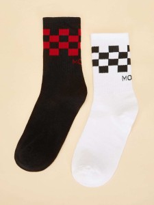 Men Plaid Pattern Socks 2pairs