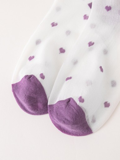 Heart Print Crew Socks