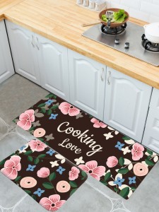 1pc Flower Print Kitchen Carpet