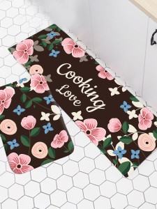 1pc Flower Print Kitchen Carpet