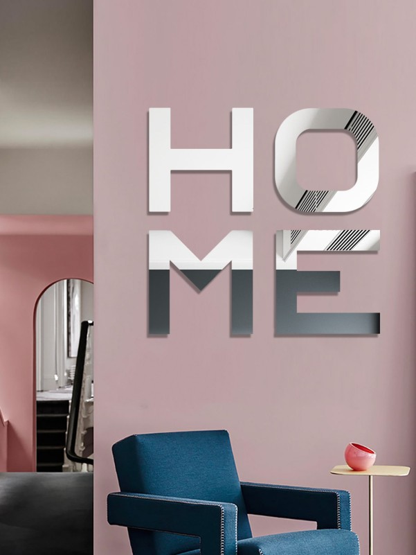 4pcs Letter Design Mirror Surface Wall Sticker