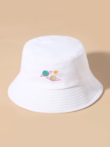Planet Embroidered Bucket Hat