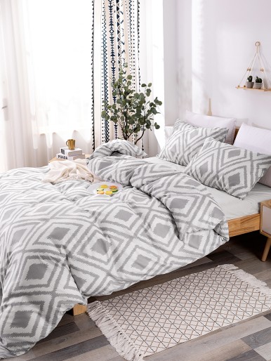 Geometric Pattern Duvet Cover Without Filler