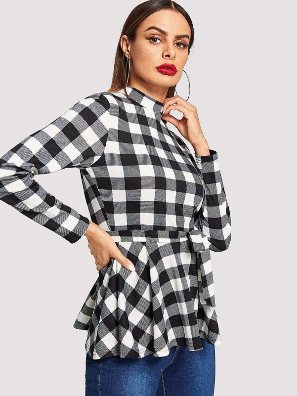 Tartan store peplum top