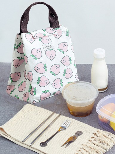 Peach Print Lunch Bag