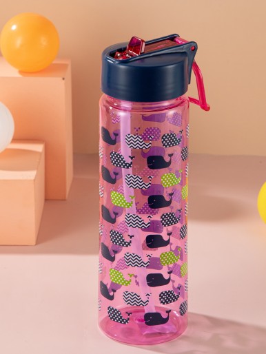 Whale Print Straw Water Bottle