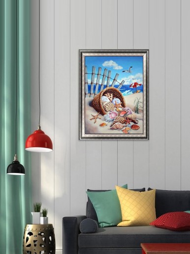 Beach Print DIY Diamond Unframed Painting