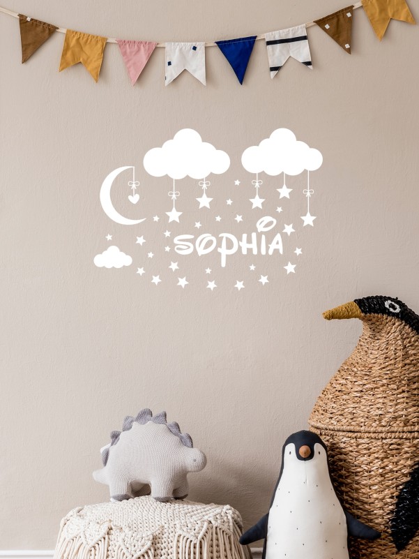 Cloud & Star Print Wall Sticker