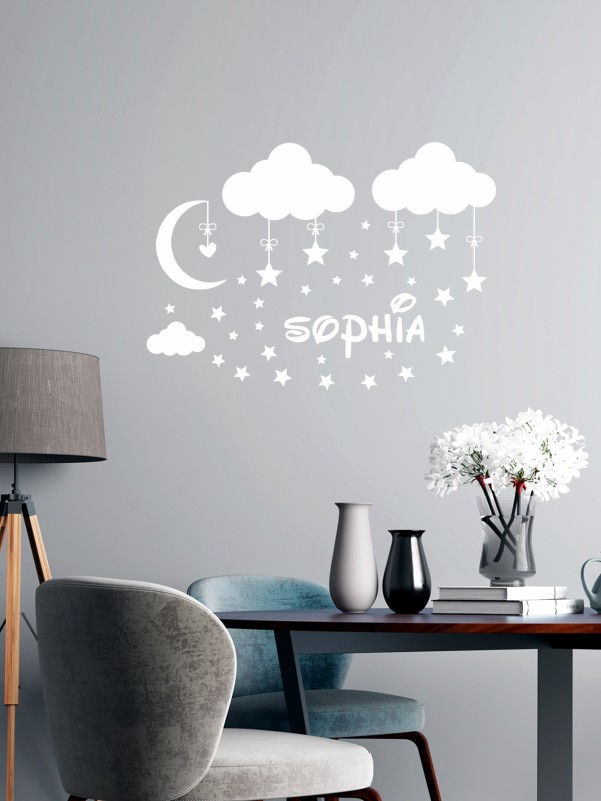 Cloud & Star Print Wall Sticker