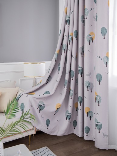 Kids Tree Print Single Panel Curtain