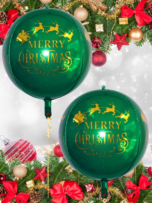 2pcs Christmas Slogan Graphic Decorative Balloon