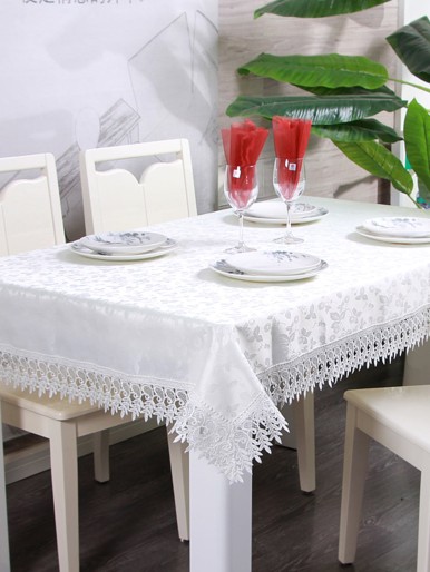 1pc Lace Trim Tablecloth