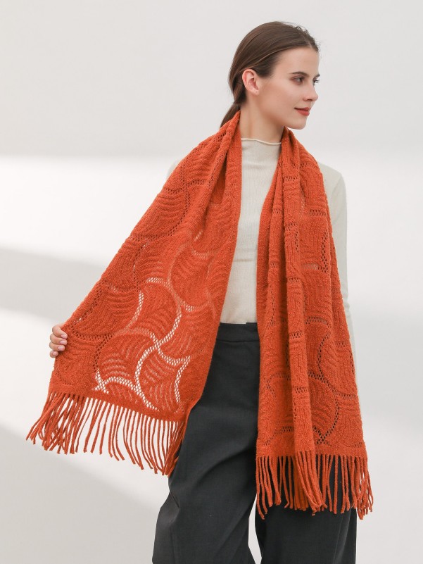 Solid Hollow Out Scarf