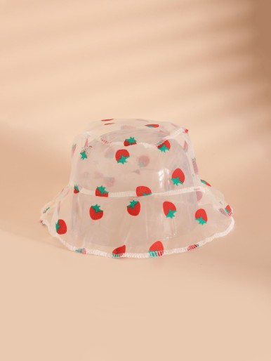قبعة دلو بنمط الفاكهة للفتيات