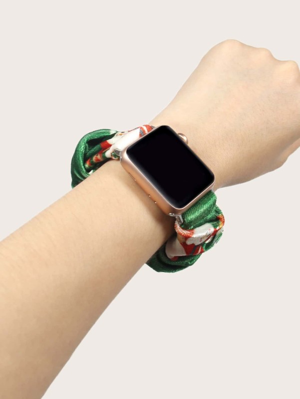 سوار ساعة بتصميم Scrunchie لعيد الميلاد المجيد متوافق مع iWatch