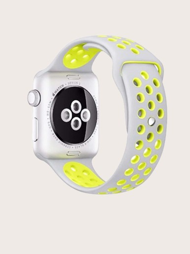 1pc Colorblock Silicone Watchband Compatible With Apple Watch