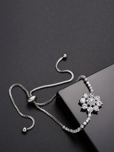 Rhinestone Flower Design Bracelet 1pc