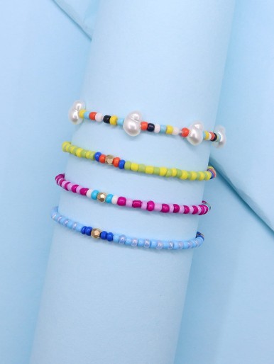 4pcs Girls Beaded Bracelet