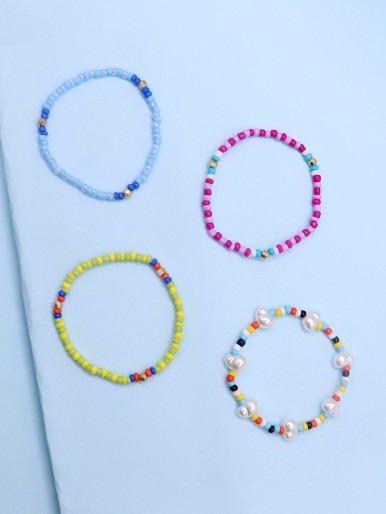 4pcs Girls Beaded Bracelet