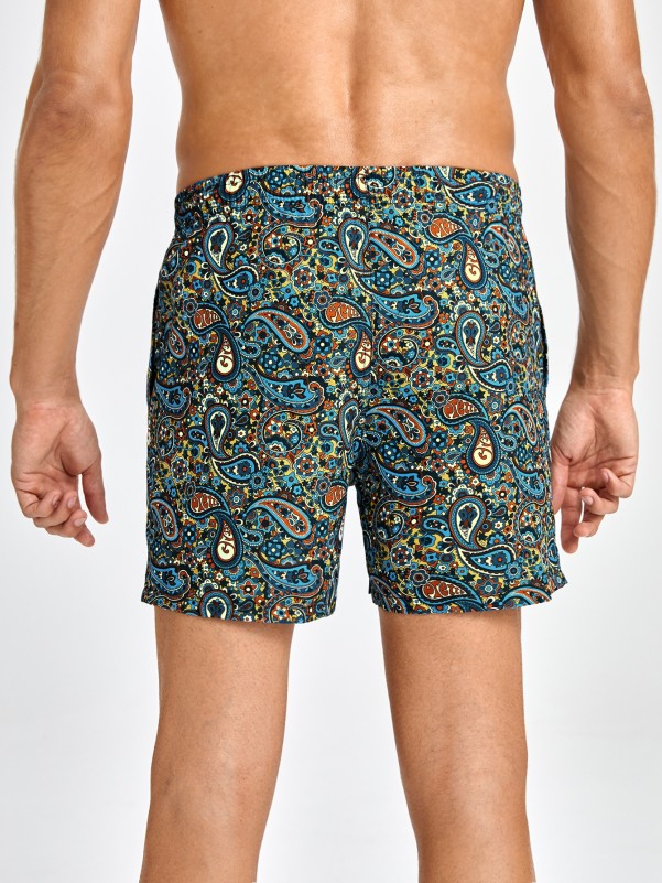 Men Random Paisley Print Swim Trunks