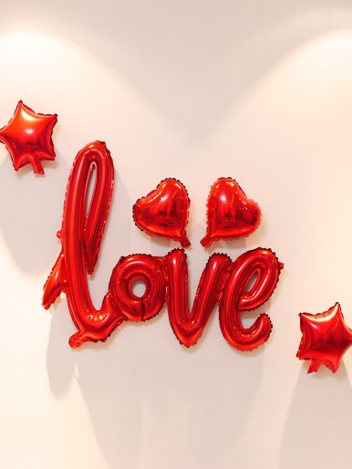 5pcs Love & Heart Shaped Balloon