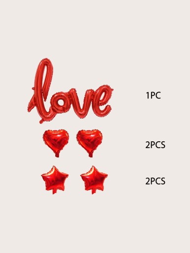 5pcs Love & Heart Shaped Balloon