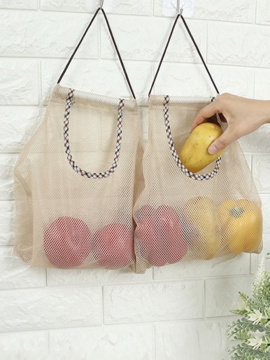 1pc Kitchen Hanging Mesh Storage Bag