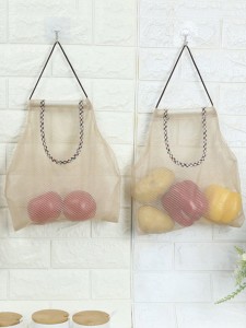 1pc Kitchen Hanging Mesh Storage Bag