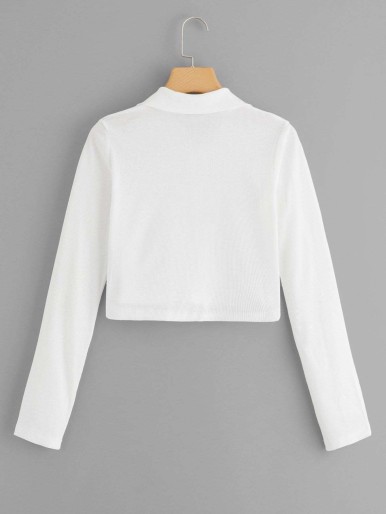 Quarter Zip Front Crop Tee