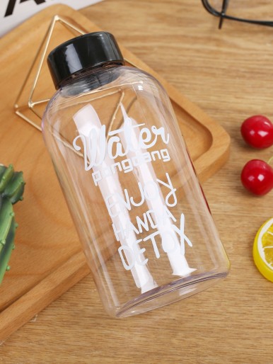 Slogan Print Bottle With Canvas Cover 600ML