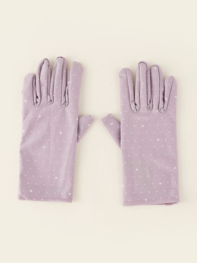 Heart Print Gloves