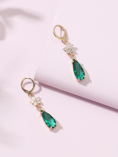 Crystal Flower Decor Drop Earrings