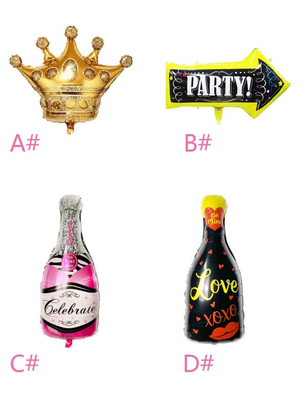 1pc Champagne Bottle & Cup Shaped Balloon