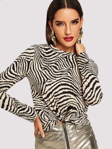 Animal Print Twist Hem Tee