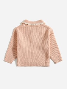 Toddler Girls Lace Detail Polo Neck Sweater