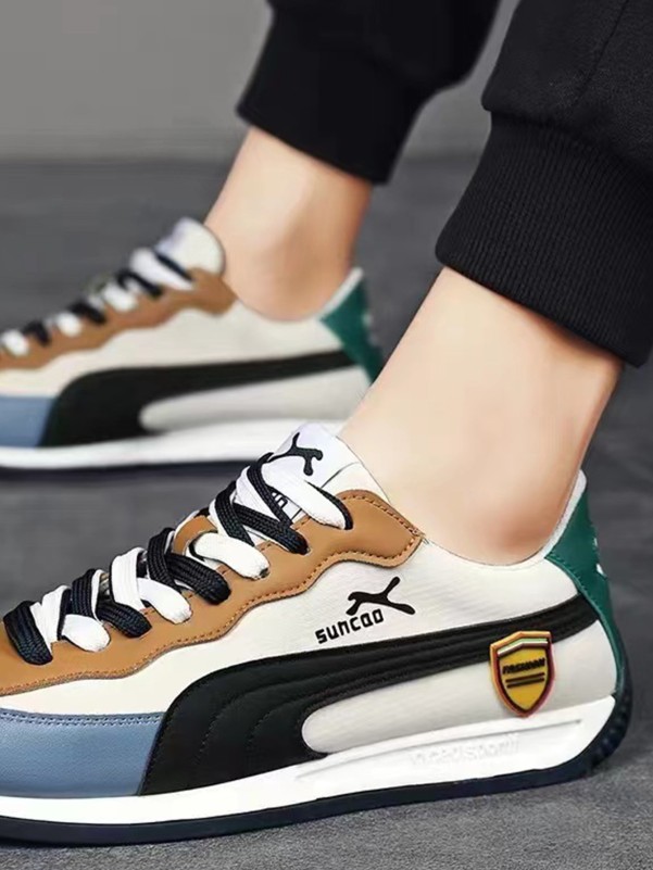 SAHCAD print leather sneakers