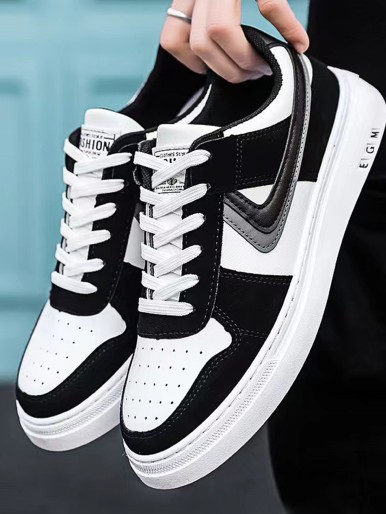 Two-tone leather sneakers