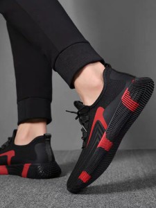 Textile sneakers with leather print and two-tone sole